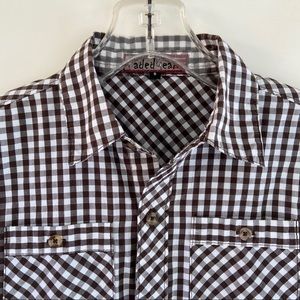 Faded Gear Button Down Shirt Brown Gingham Boys 8